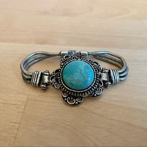 Silver and Turquoise Chunky Bracelet
